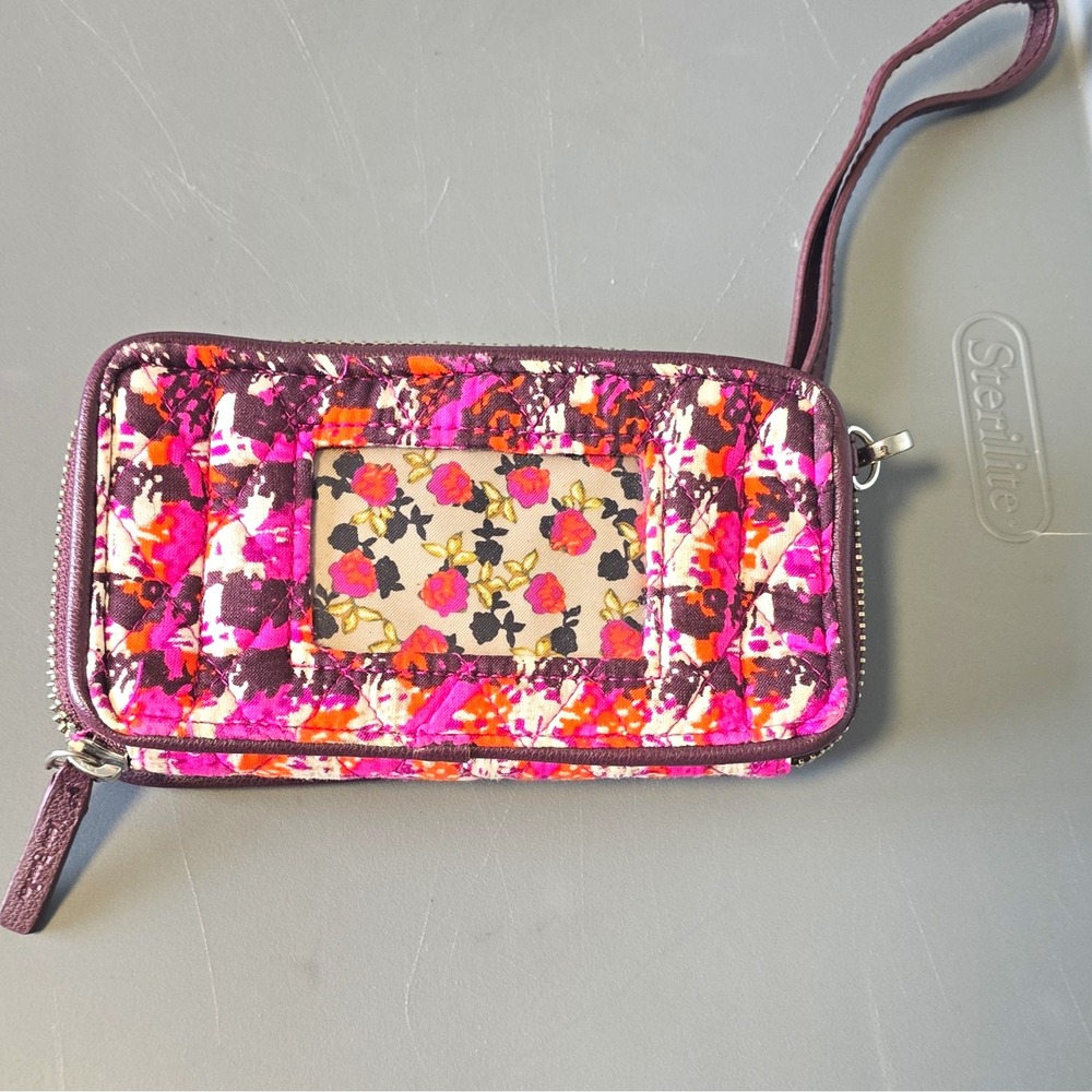 Vera Bradley Women's Pink Multi Floral Zip-Around Wristlet Wallet, Credit Card